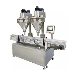 Automatic Double Hoppers Powder Filling Machine with Conveyor for Bottles Two Heads Bottle Filling Machine 
